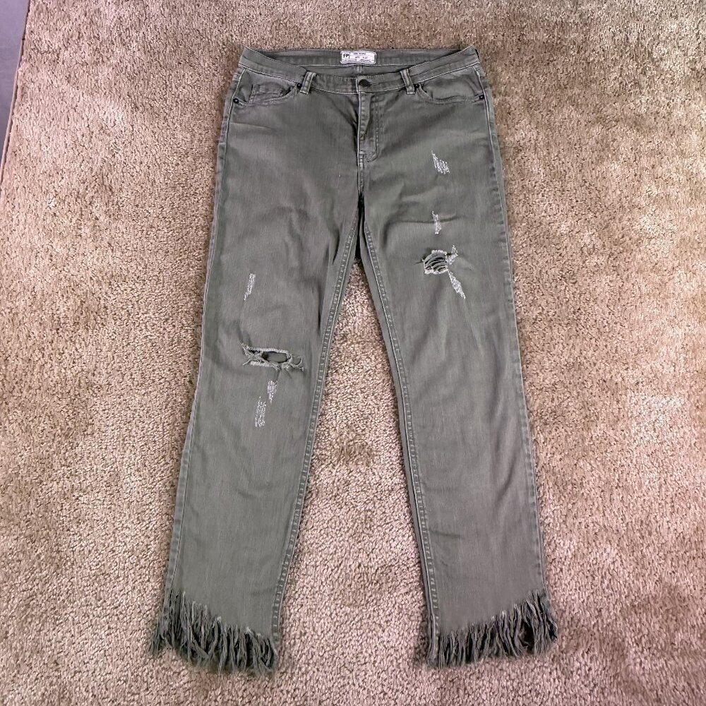 Free People Women’s Olive Jeans Cropped Size 27 61855-16515125 Raw Hem F747